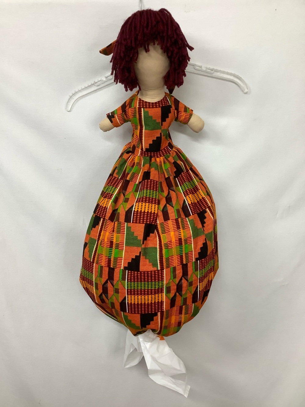 Handmade 31” African Print Rag Doll Bag Holder